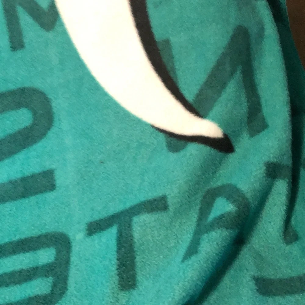 Teal and White Graphic Plush Blanket